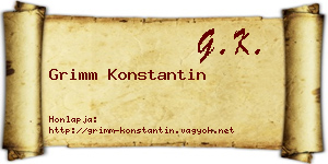 Grimm Konstantin névjegykártya